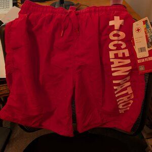 Ocean Patrol Men's Swim Trunks Red White S
